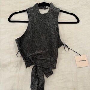 Women's Glittery Black Backless Top